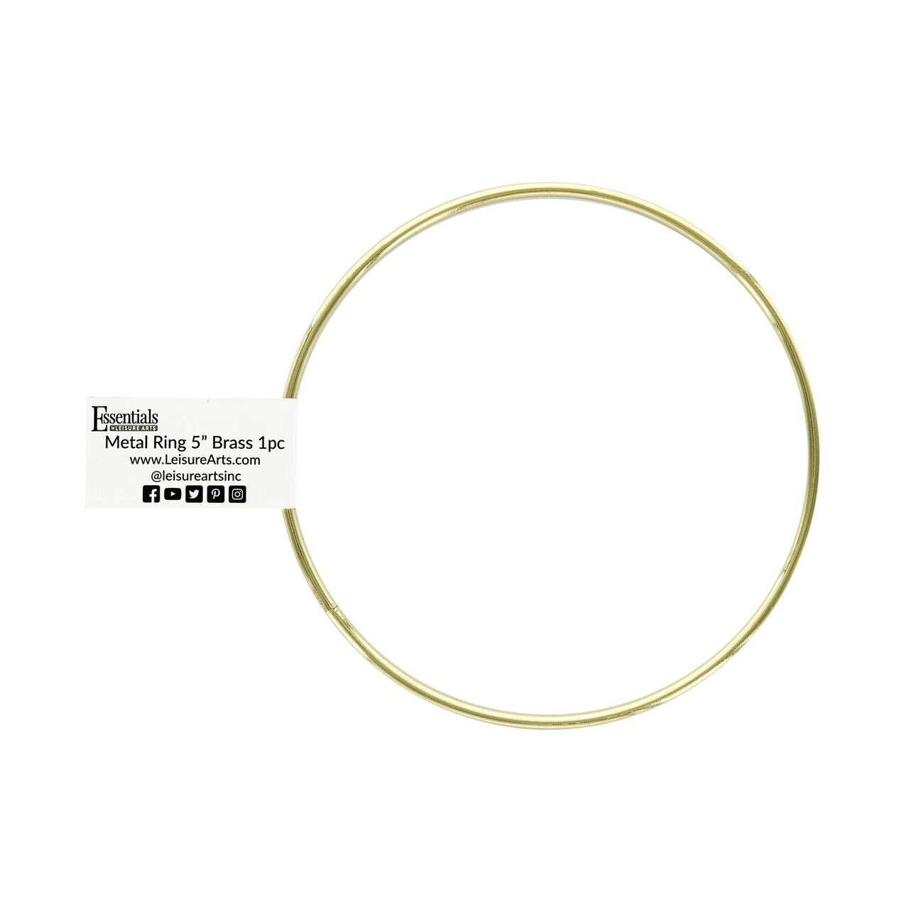 Essentials by Leisure Arts 5 Inch Brass Metal Craft Ring for Macrame, Curtain Tiebacks, Floral Arrangements, Beading, Leather Crafts and Wall Art